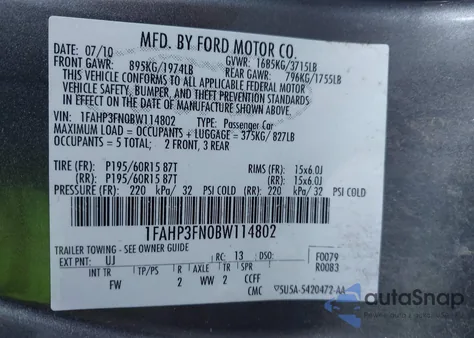 2011 Ford Focus Se from USA, damaged, VIN 1FAHP3FN0BW114802